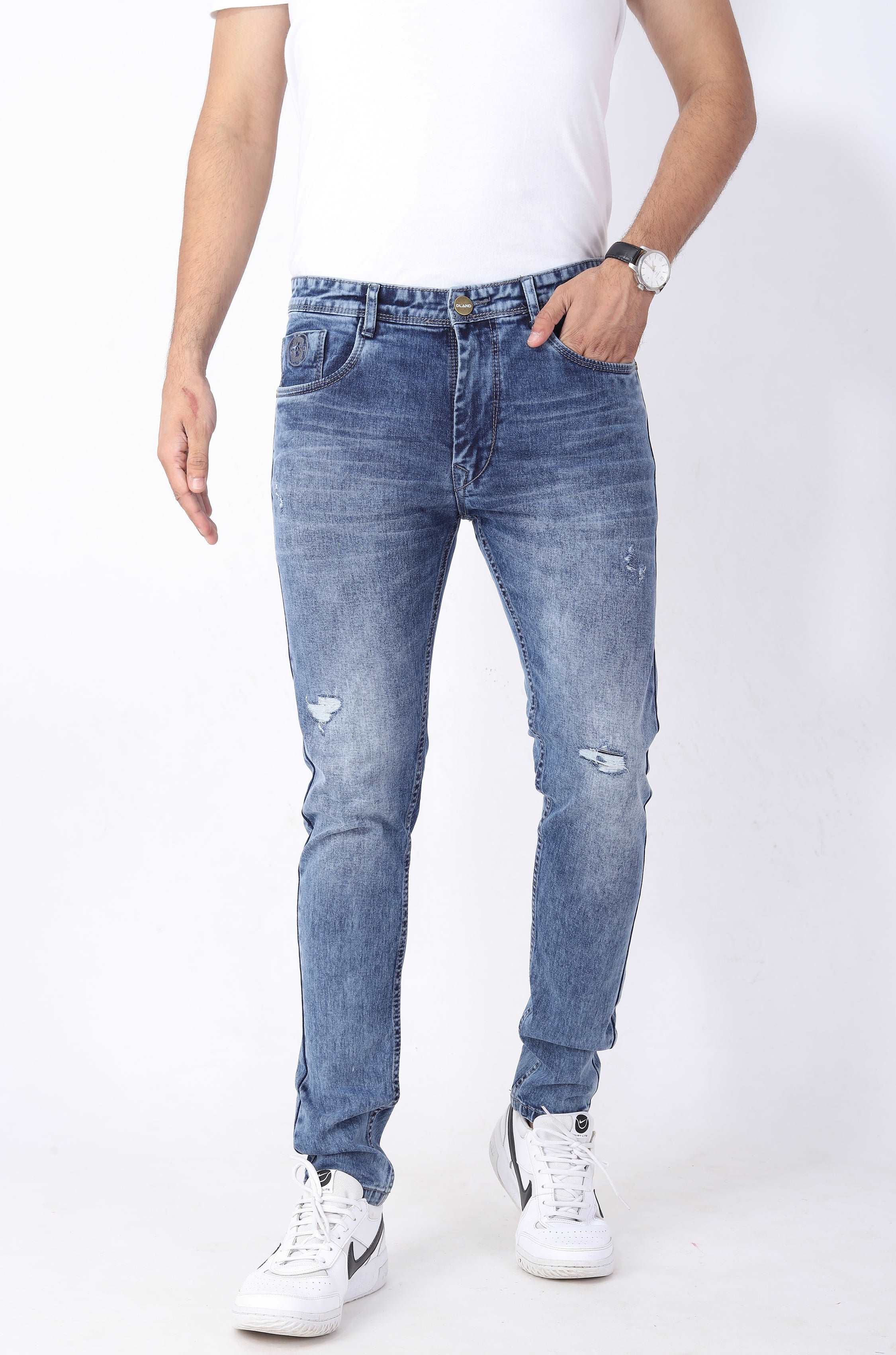 Rex Sea Blue Skinny Denim Jeans For Men – D Land