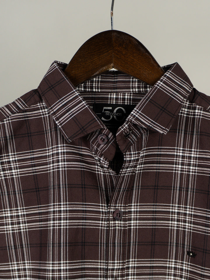 Brown Check Full Sleeve Shirt