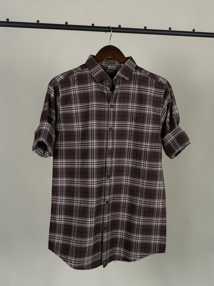 Brown Check Full Sleeve Shirt