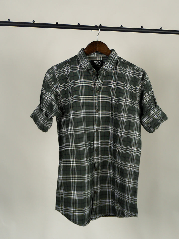 Casual Green Check Full Sleeve Shirt