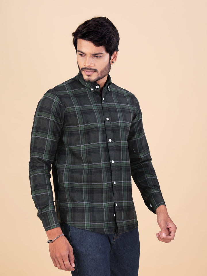 Casual Green Check Full Sleeve Shirt