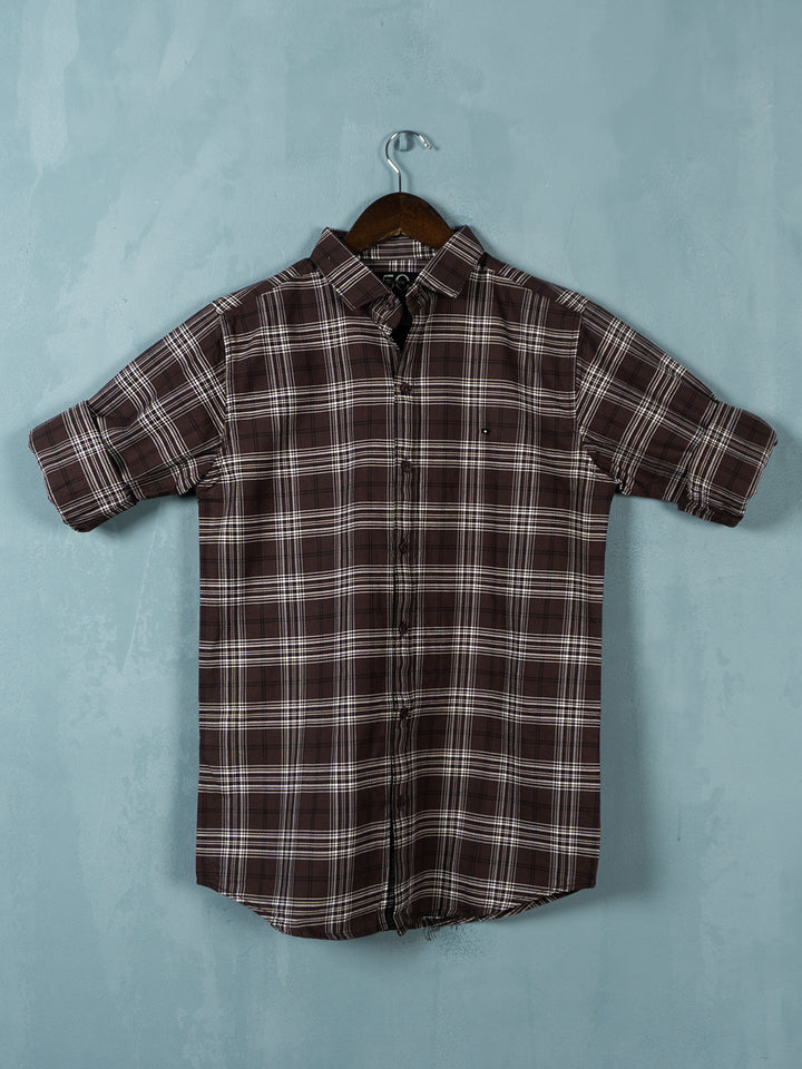 Brown Check Full Sleeve Shirt