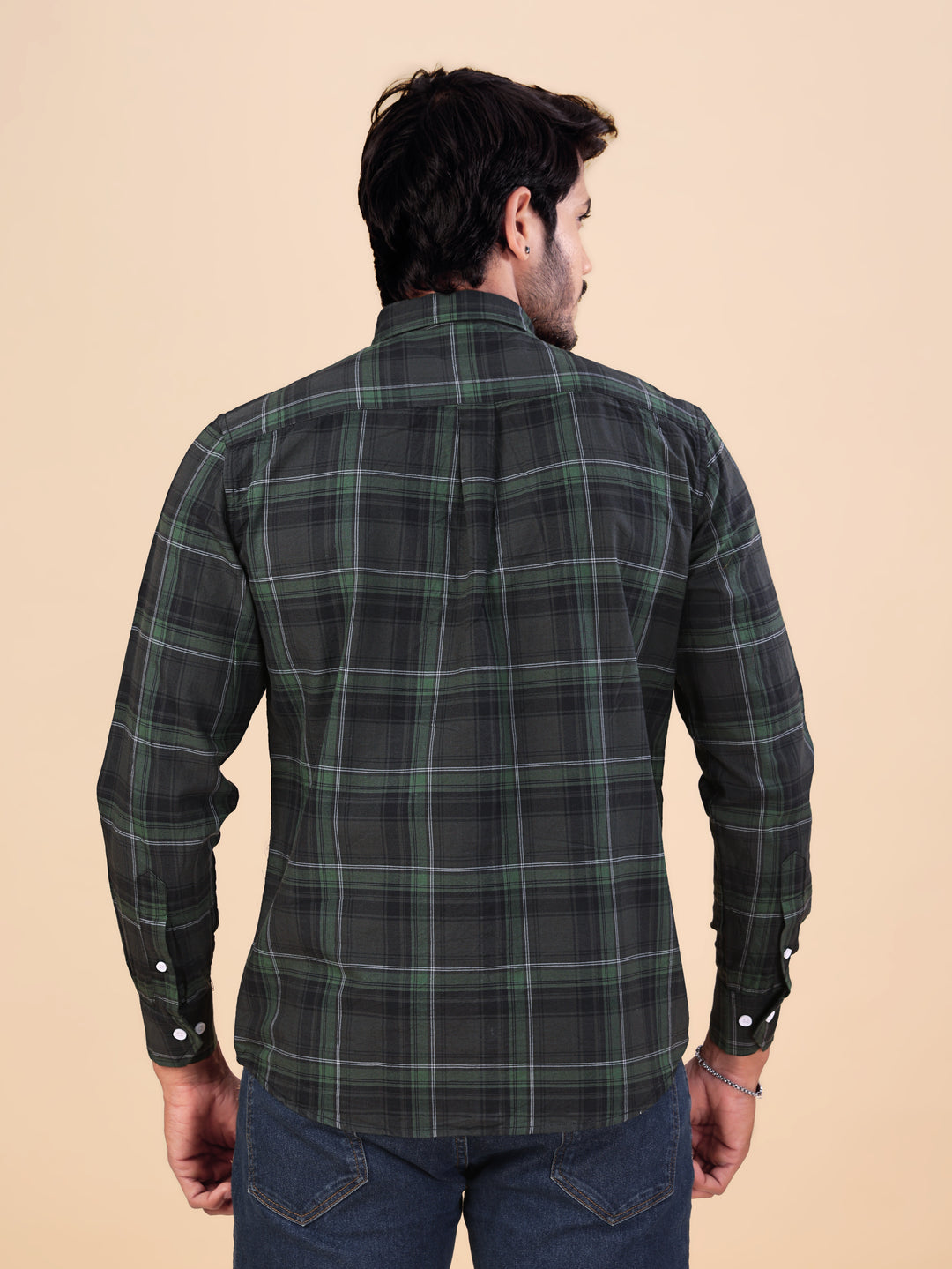 Casual Green Check Full Sleeve Shirt