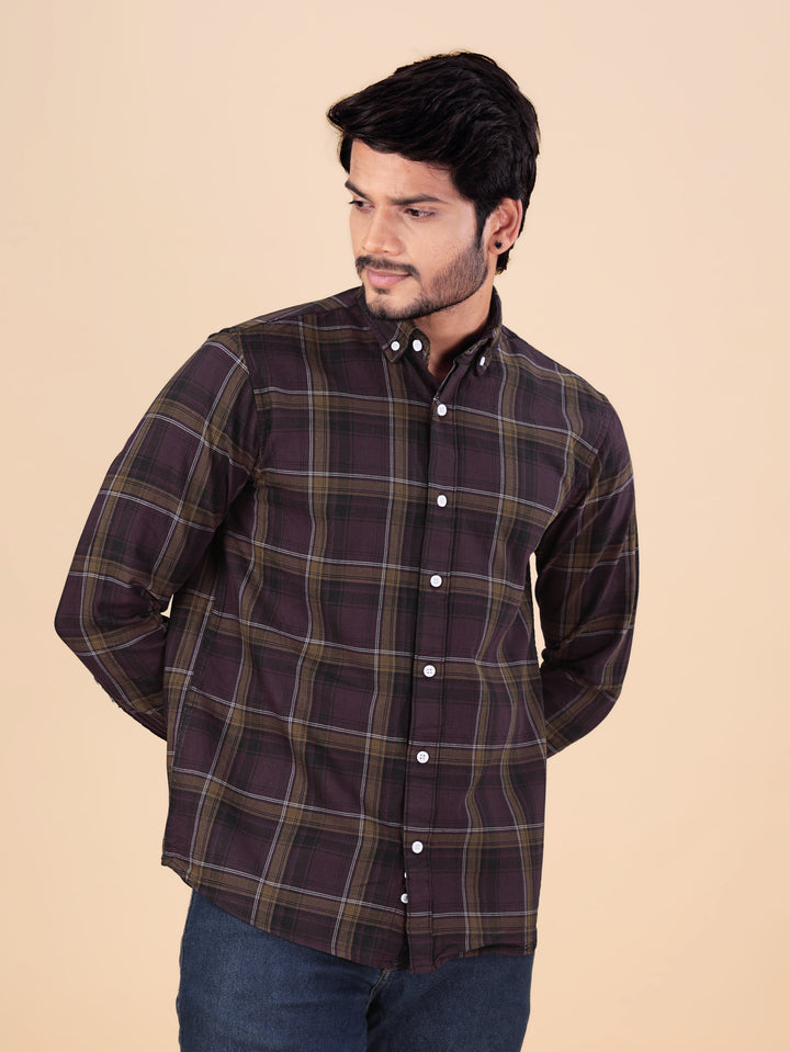 Brown Check Full Sleeve Shirt
