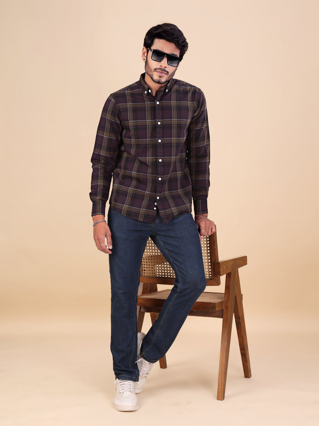 Brown Check Full Sleeve Shirt