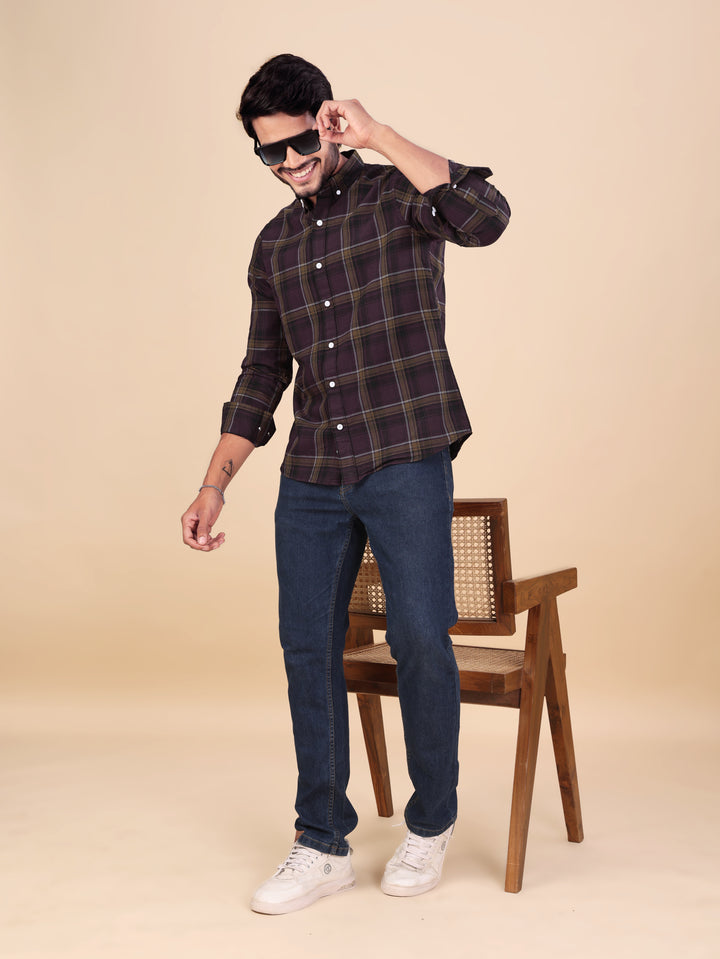 Brown Check Full Sleeve Shirt