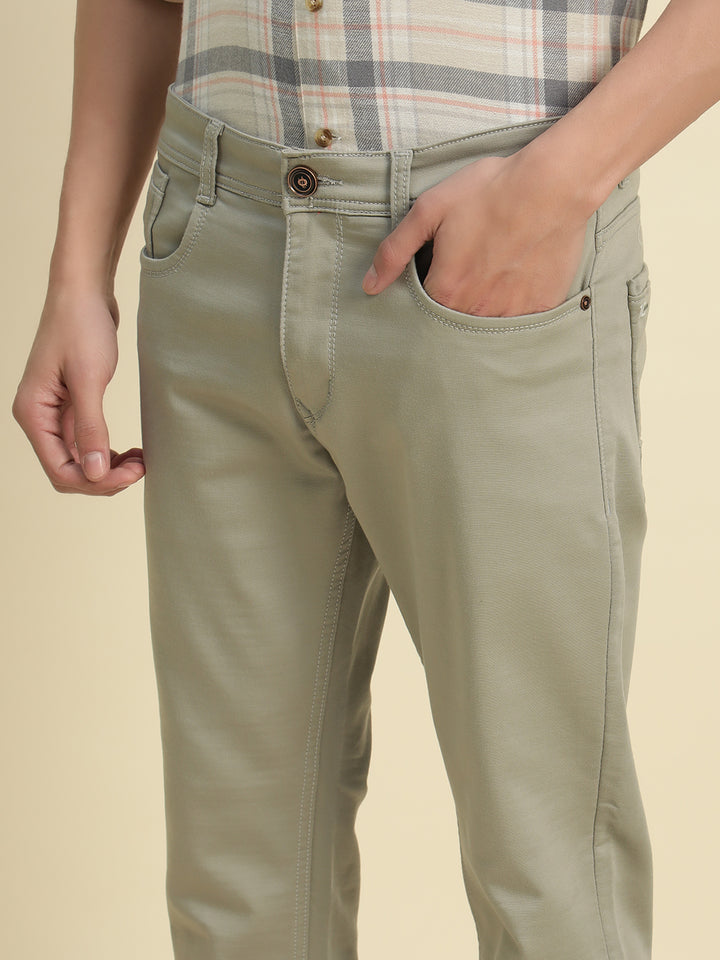 Beige Cotton Jeans