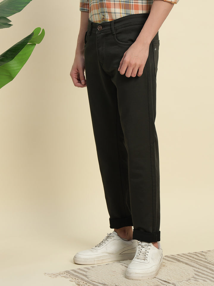 Dark Green Cotton Jeans