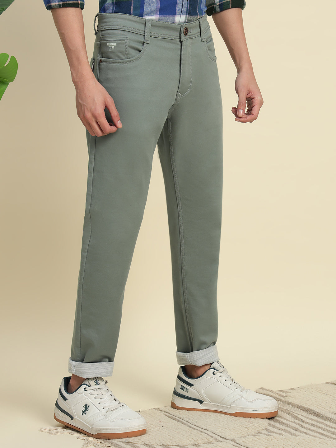 Sea Green Cotton Jeans