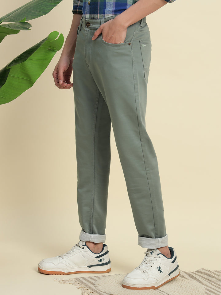 Sea Green Cotton Jeans