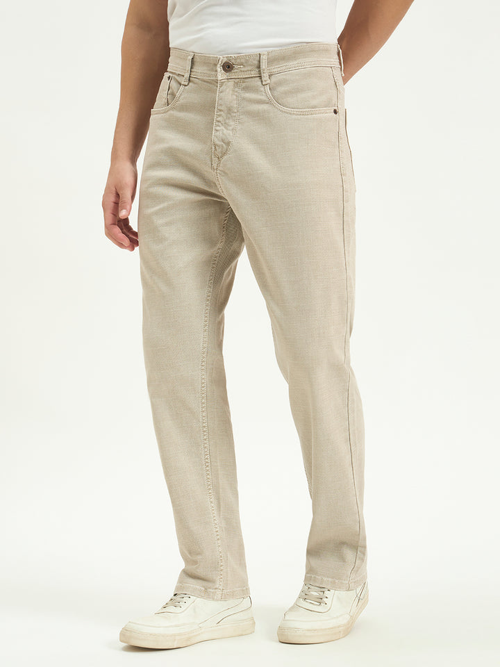 No Fade Beige Denim Relax Fit Jeans | Dland