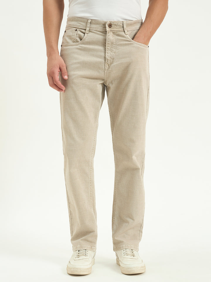No Fade Beige Denim Relax Fit Jeans | Dland