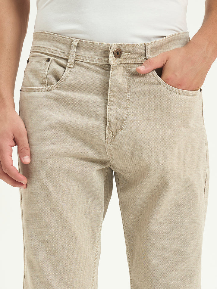 No Fade Beige Denim Relax Fit Jeans | Dland