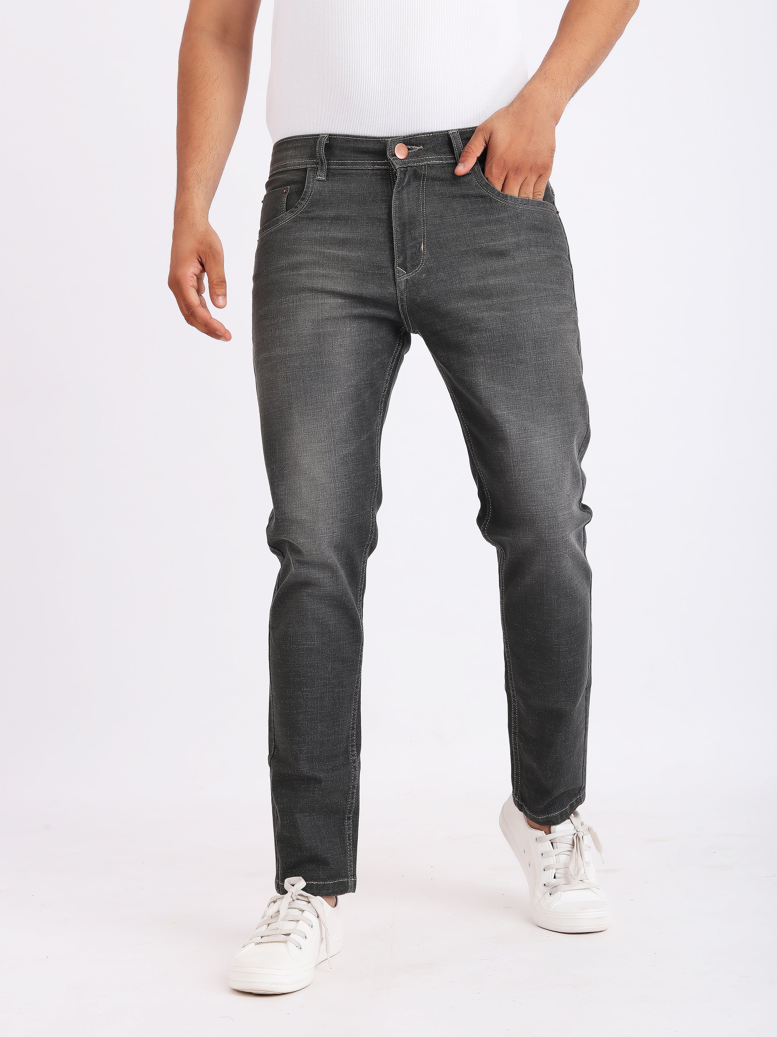 Men D Deep Olive Stretch Denim Jeans For Men – D Land