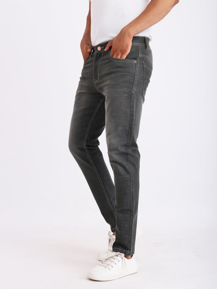 Deep Olive Stretch Denim Jeans For Men