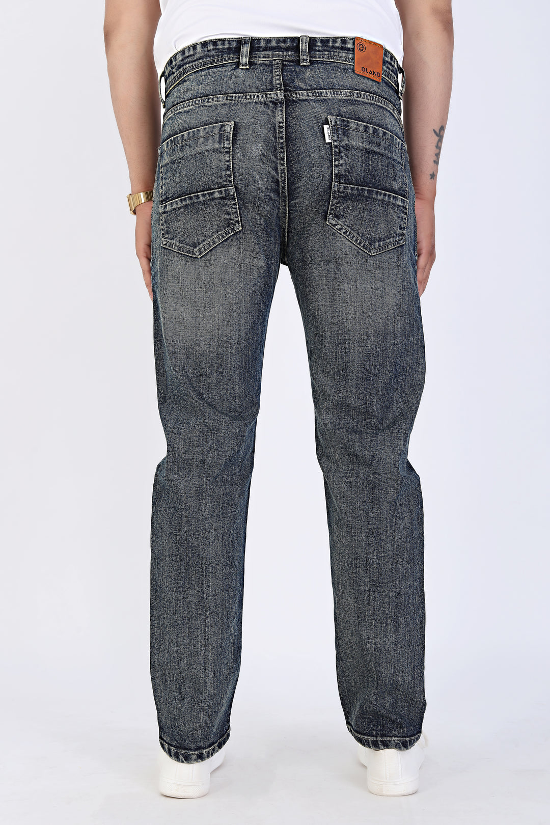 Vintage Grey Tailored Fit Denim Jeans For Men