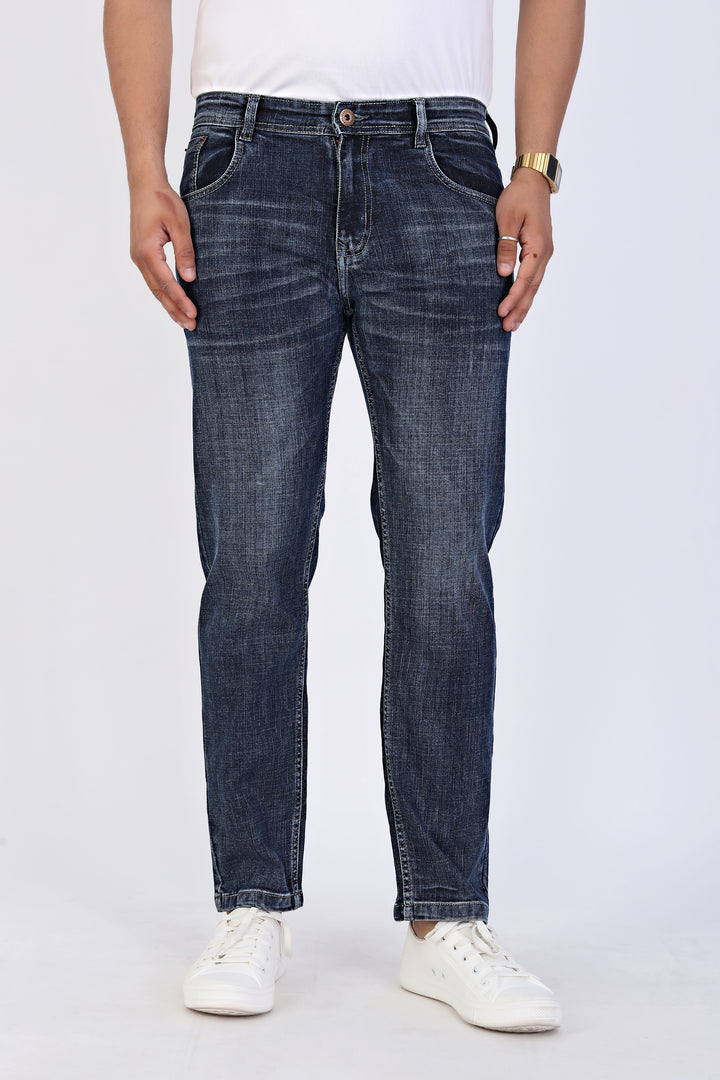 Vintage Blue Tailored Fit Denim Jeans For Men