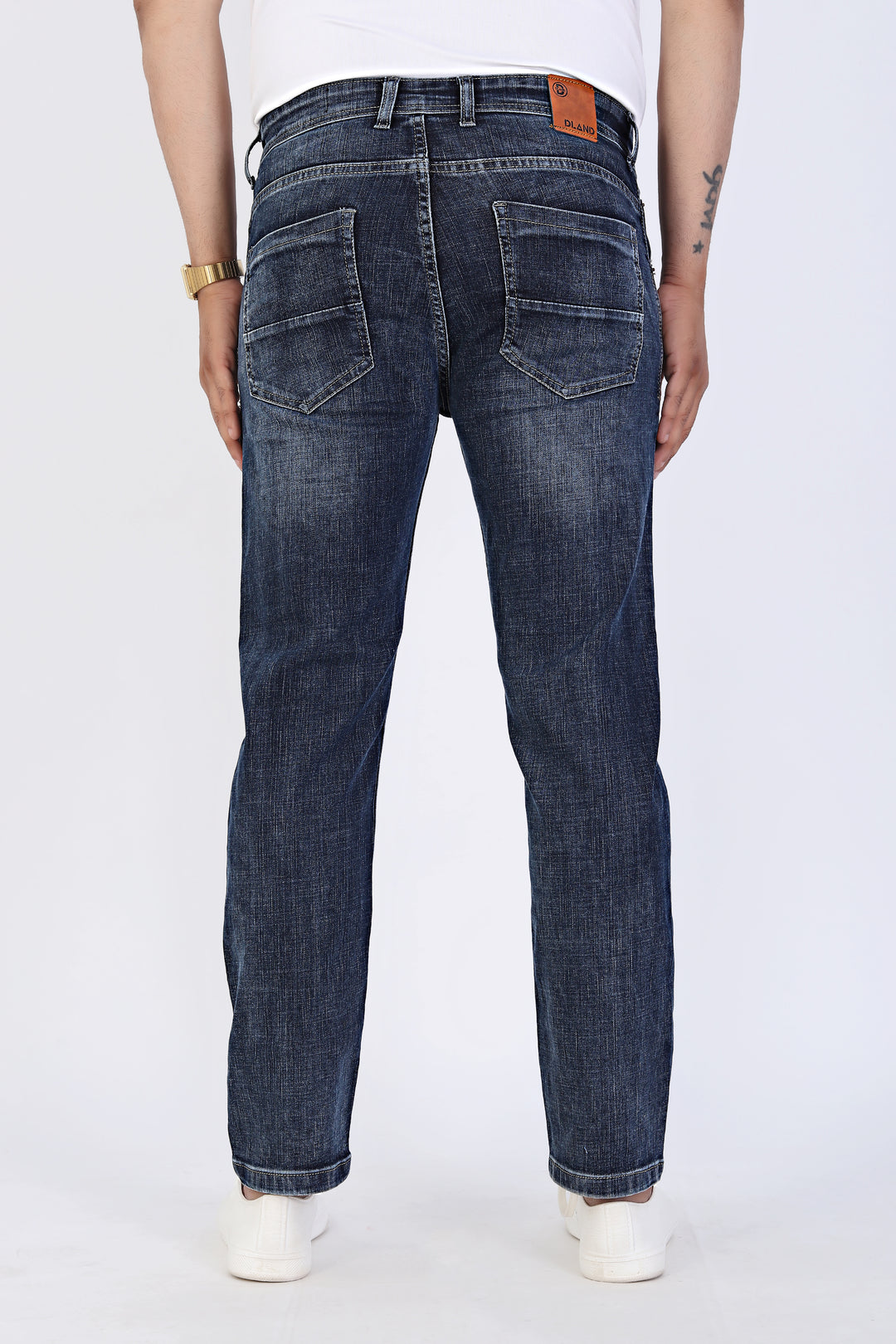 Vintage Blue Tailored Fit Denim Jeans For Men