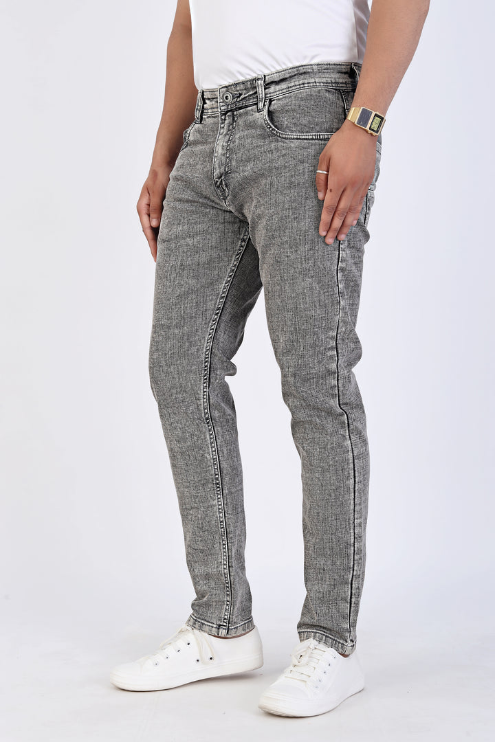 Acid Wash Grey Slim Fit Denim Jeans