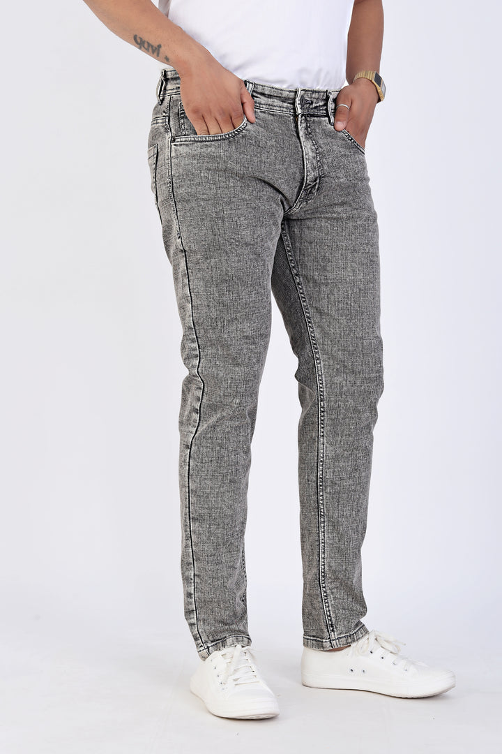 Acid Wash Grey Slim Fit Denim Jeans