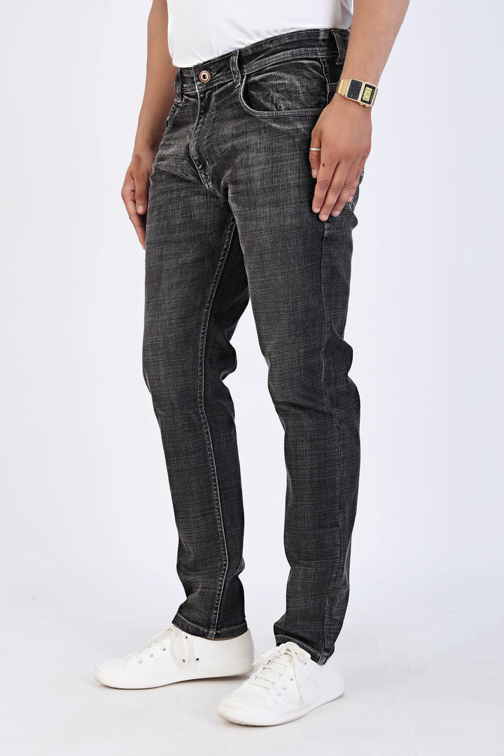 Mineral Wash Grey Black Slim Fit Denim Jeans