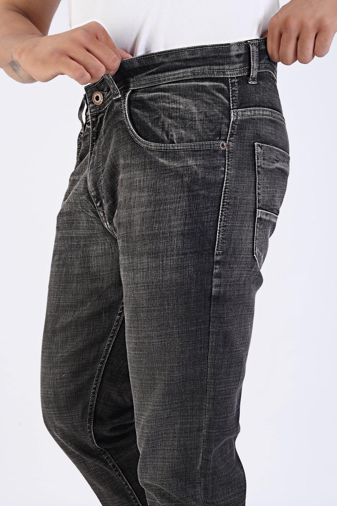 Mineral Wash Grey Black Slim Fit Denim Jeans