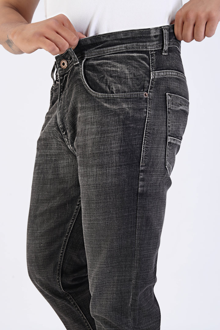 Mineral Wash Grey Black Slim Fit Denim Jeans