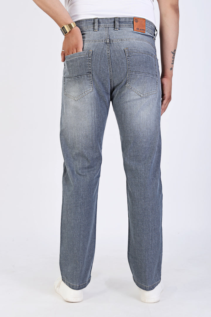 Classic Mid Wash Straight Fit Denim Jeans For Men