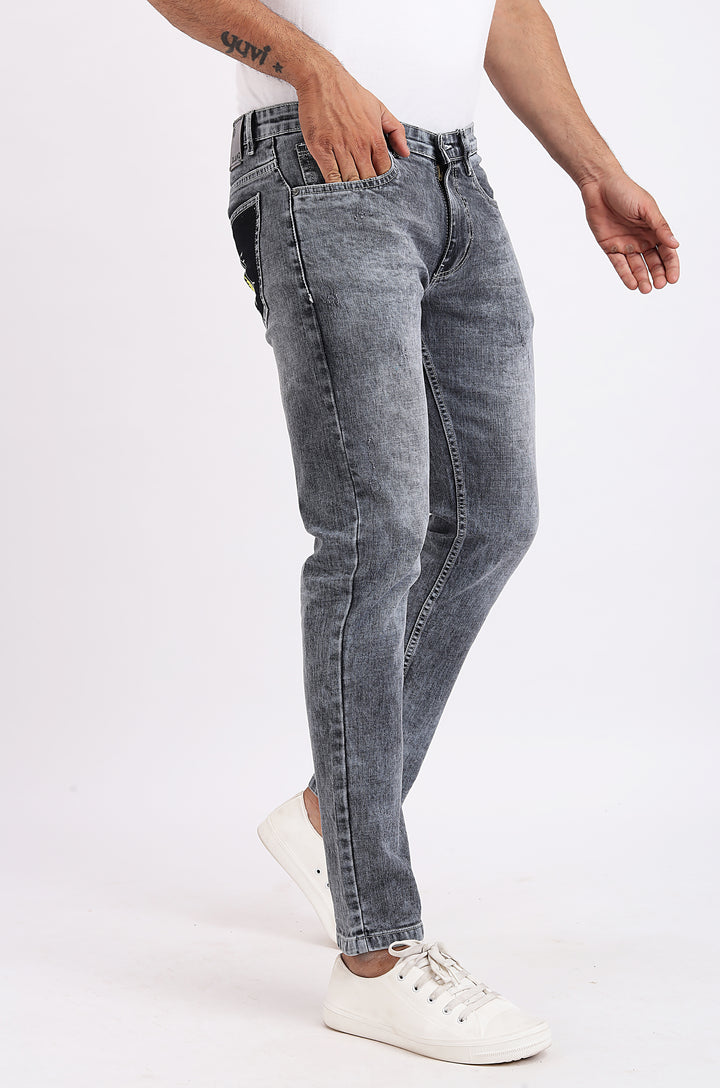 Smoke Grey Slim Fit Denim Jeans For Men