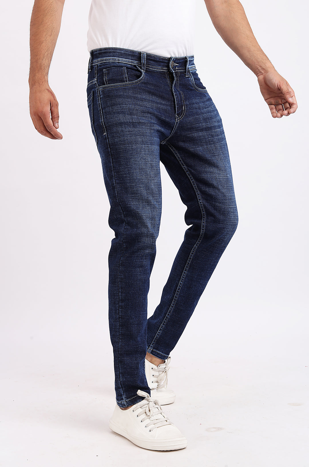 Raddit Sea blue Knitted Denim Jeans For Men