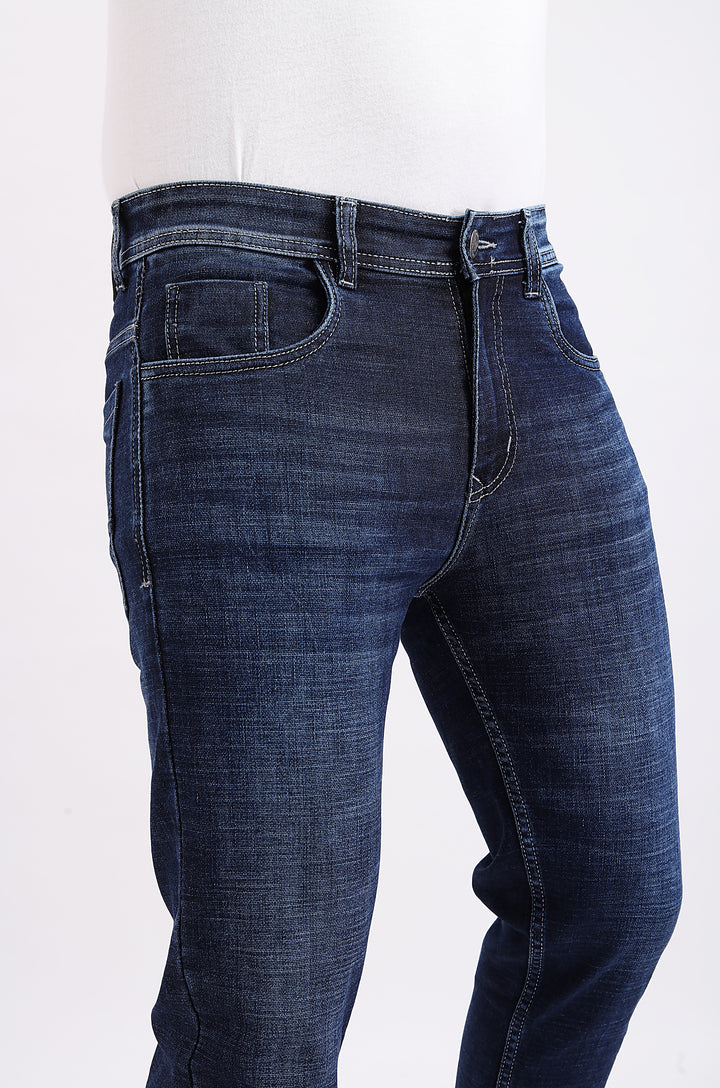 Raddit Sea blue Knitted Denim Jeans For Men