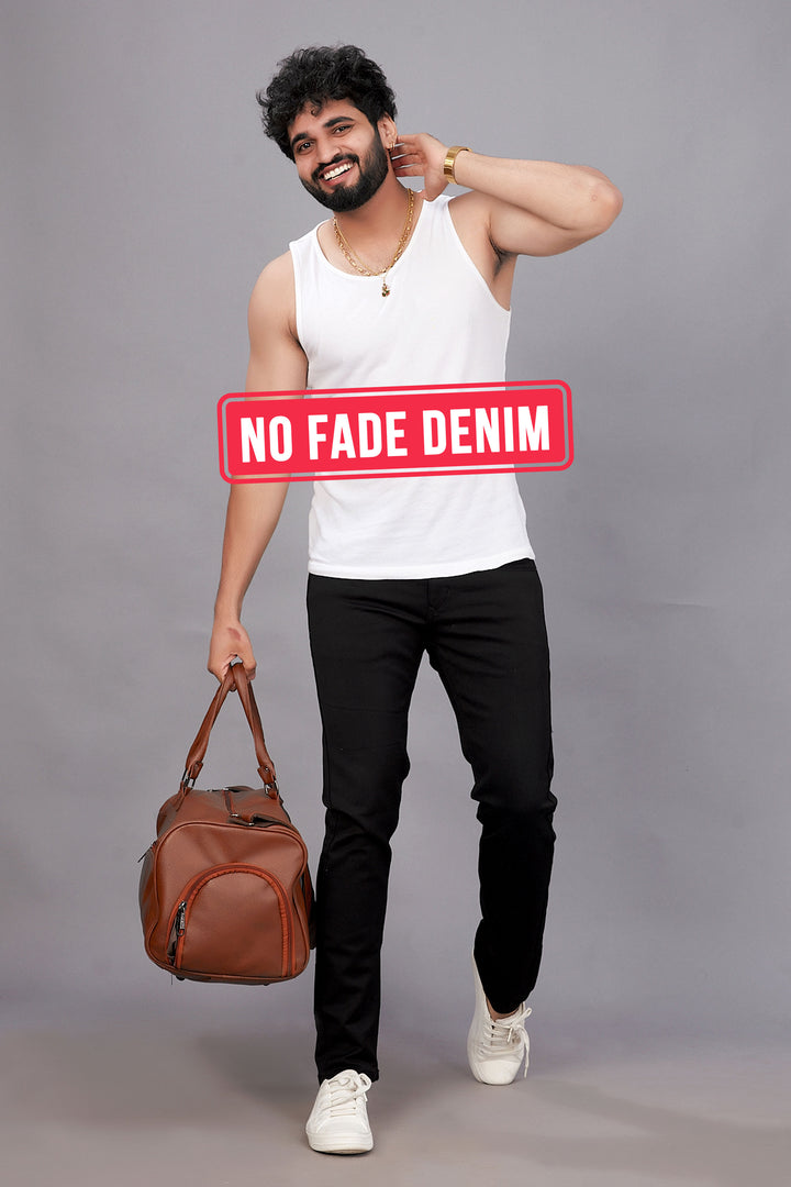 No Fade Black Denim Jeans For Men