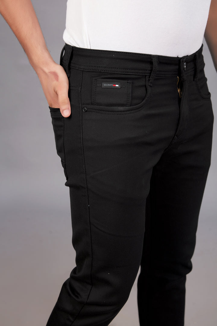 No Fade Black Denim Jeans For Men