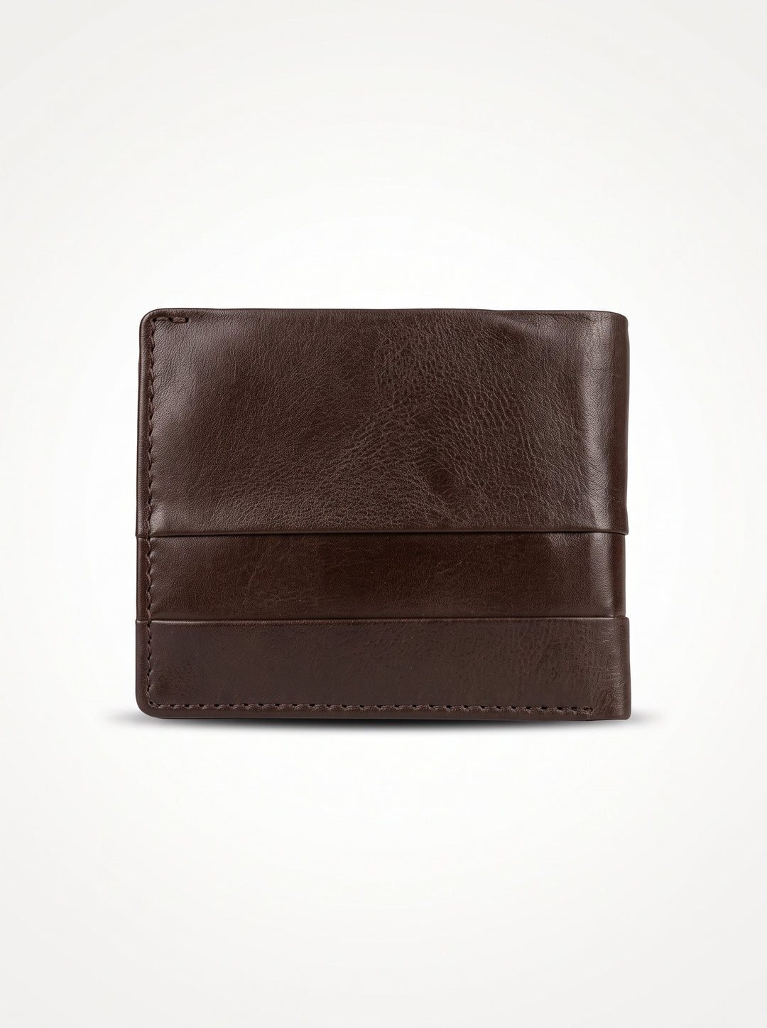 Classic Leather Bi-Fold Wallet with Coin Pouch – Dark Brown