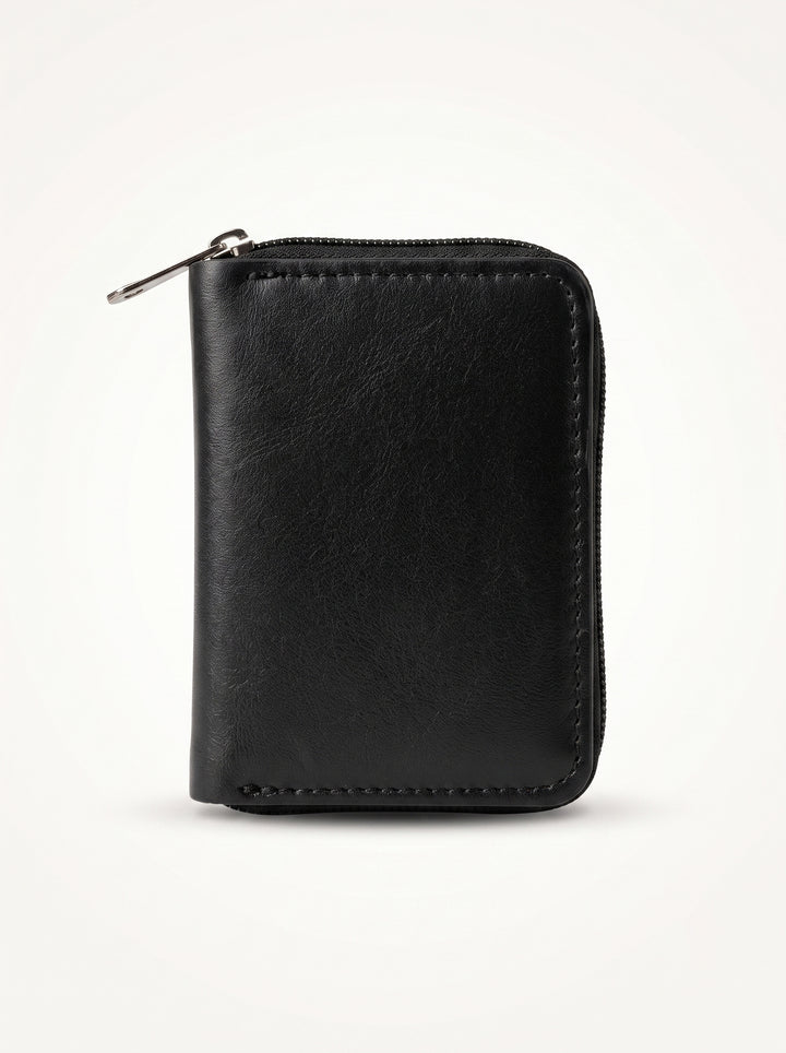 Coffee Brown Premium Tan Zip-Around Accordion Card Wallet | Secure & Compact