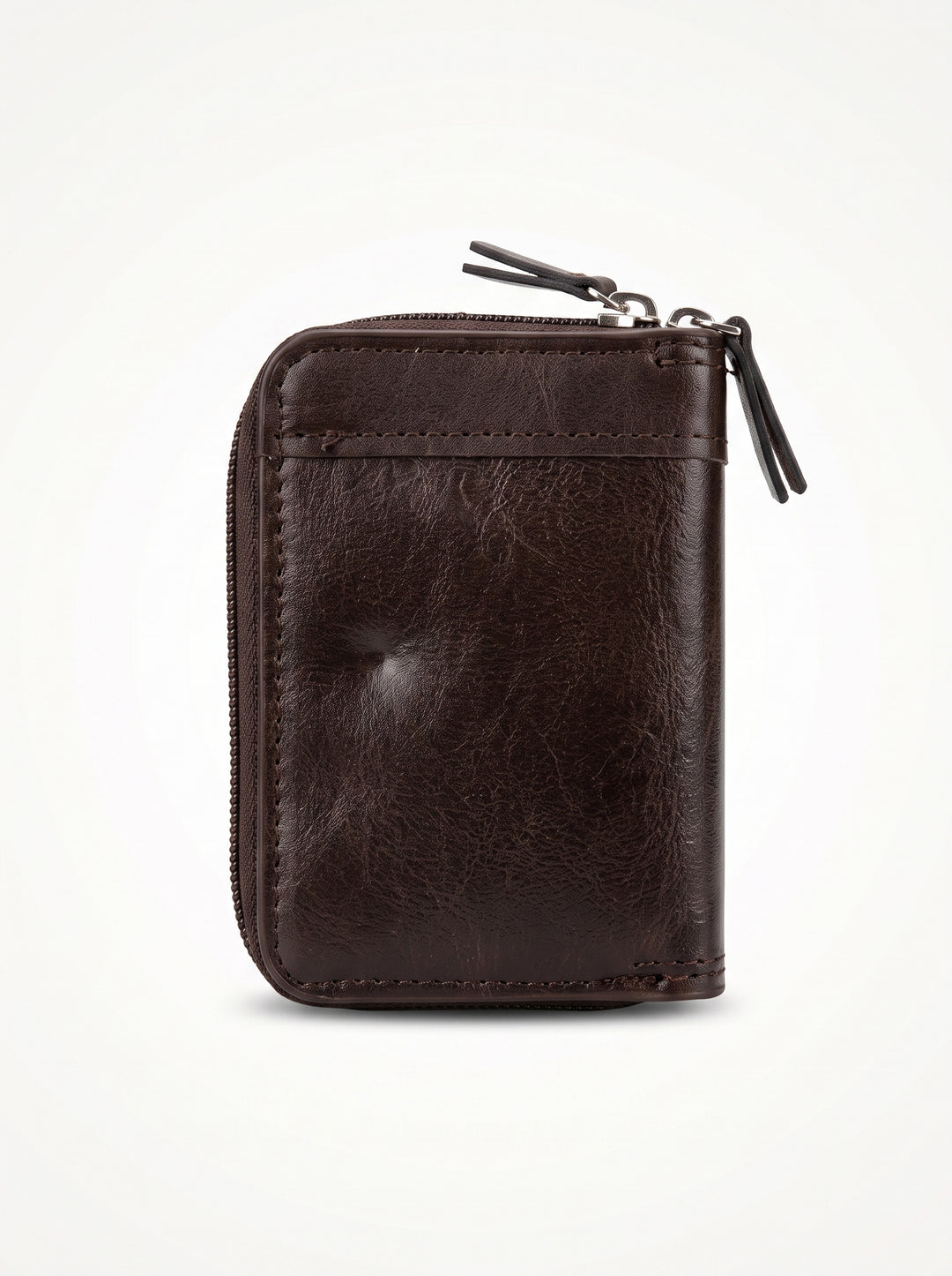 High-Capacity Hybrid Zip & Snap Leather Wallet – Classic Black