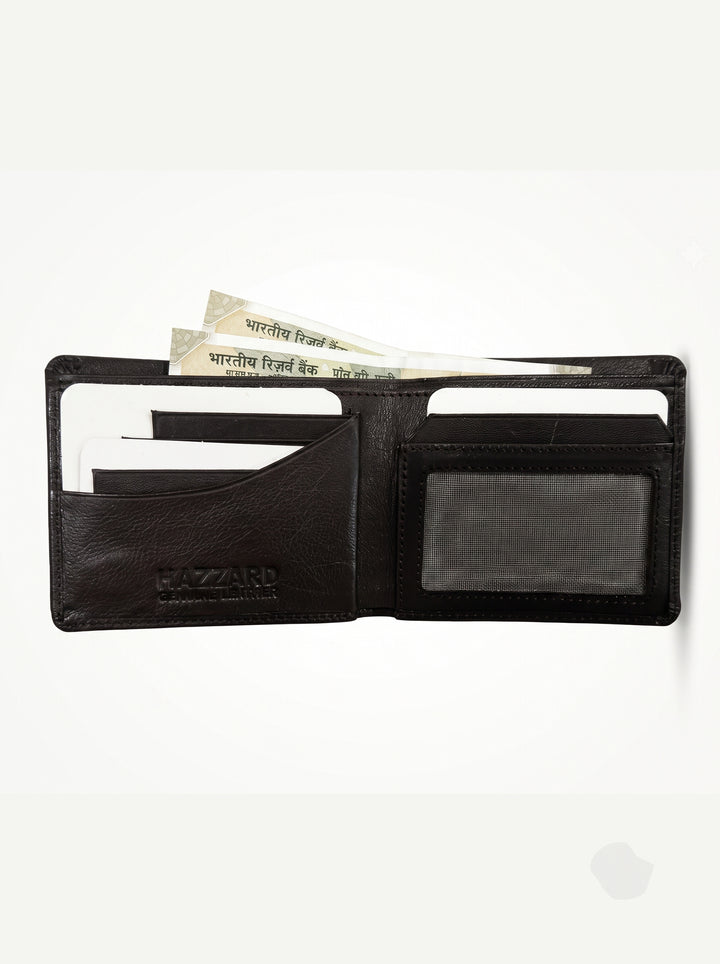 Premium Genuine Leather Bi-Fold Wallet – Dark Brown