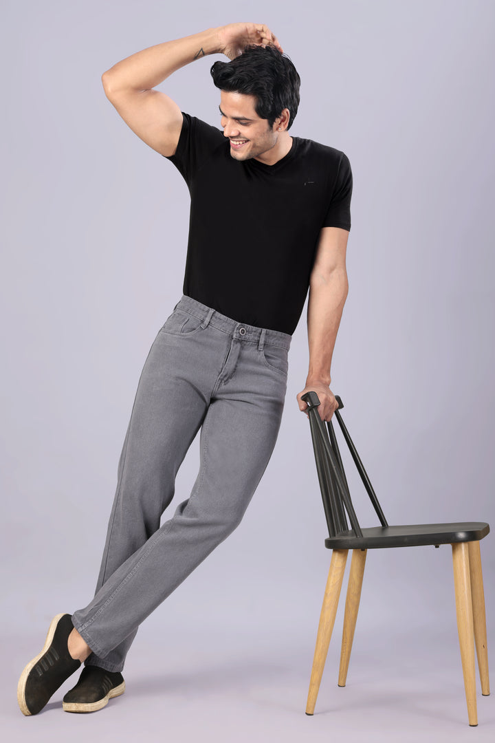 Grey Relax Fit Jeans For Men