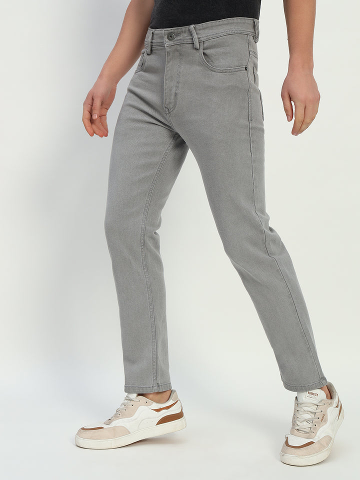 Grey Regular Fit Denim Jeans For Men