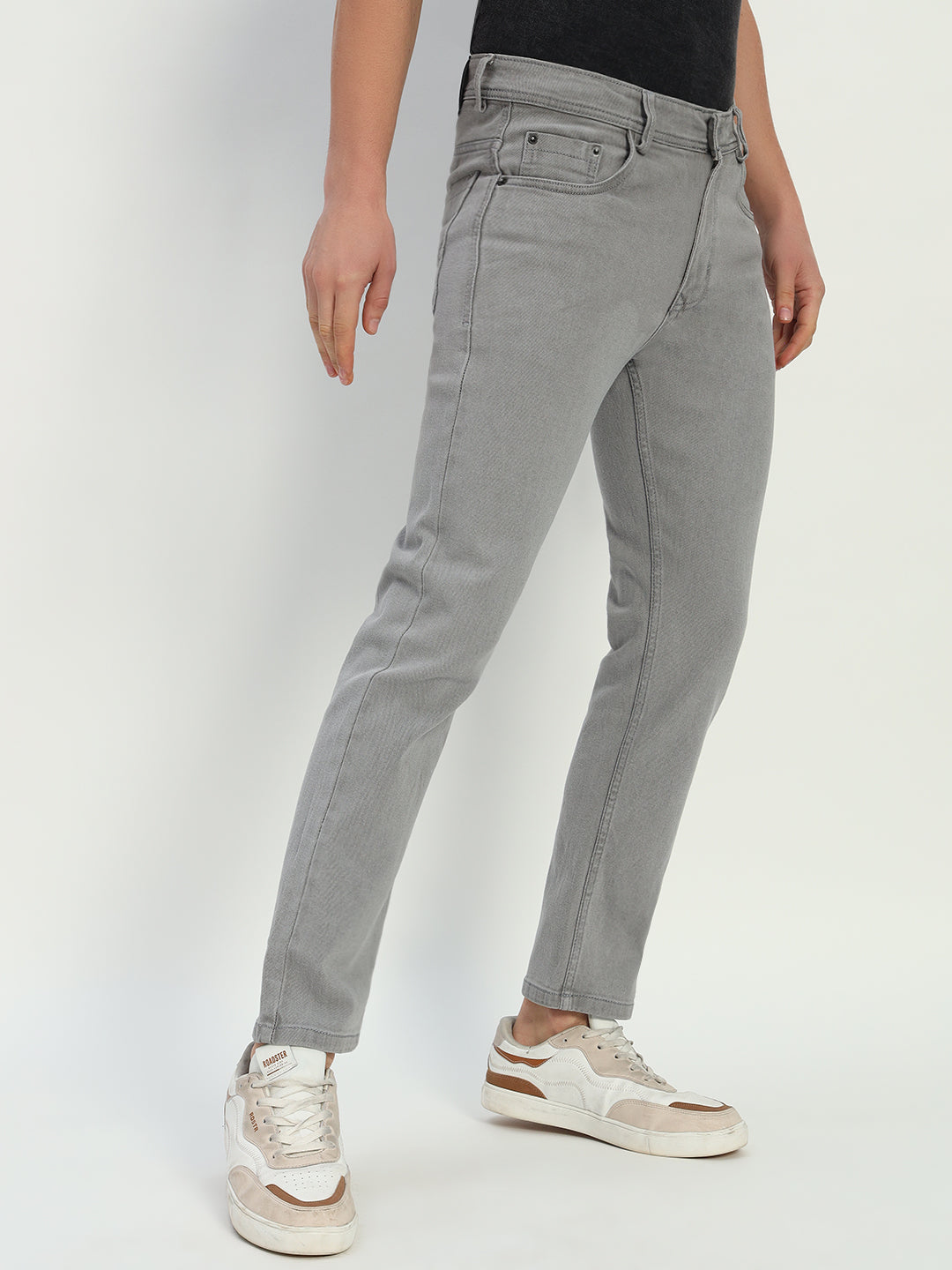 Grey Regular Fit Denim Jeans For Men