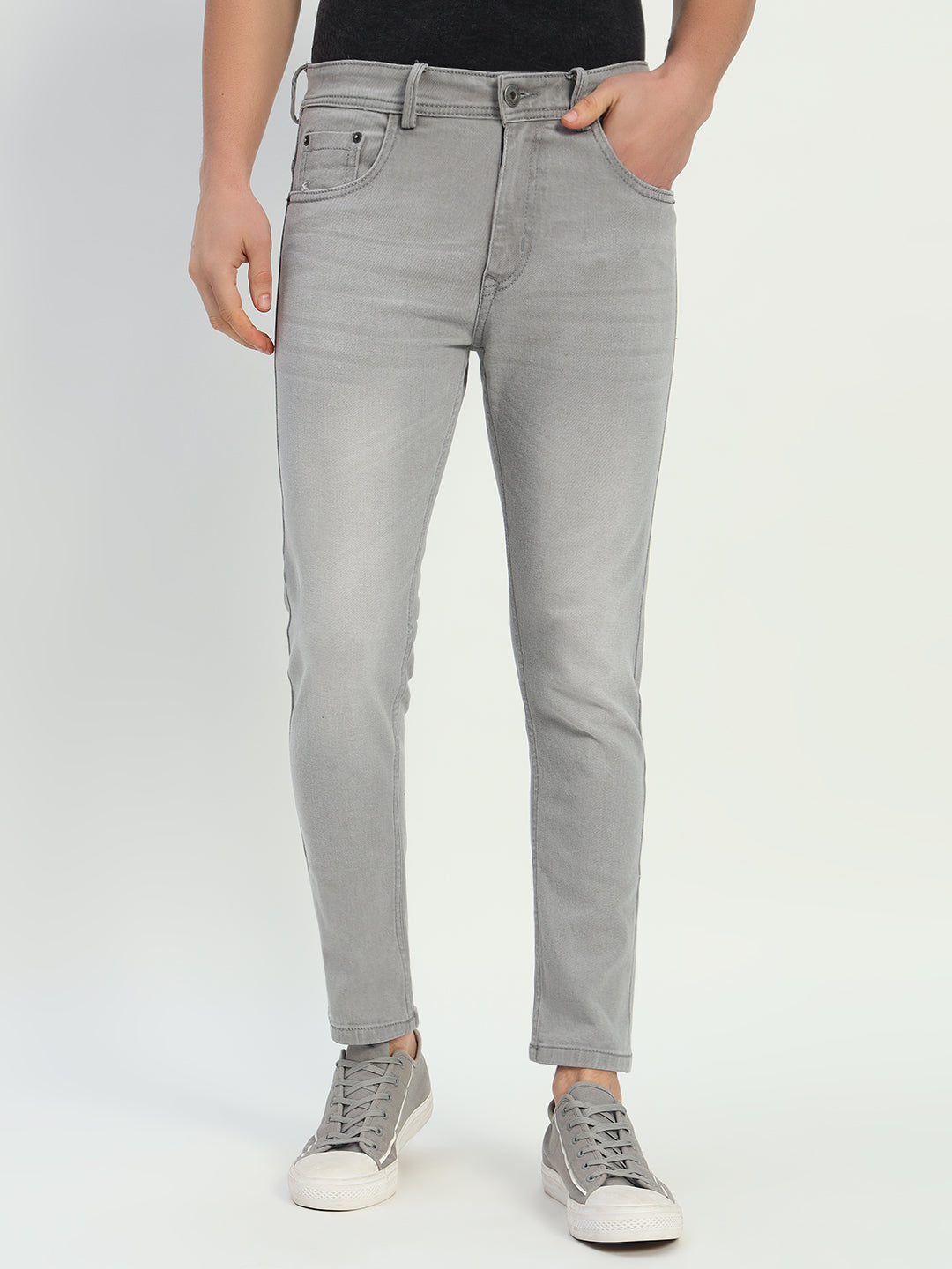 Battle Grey Skinny Denim Jeans For Men