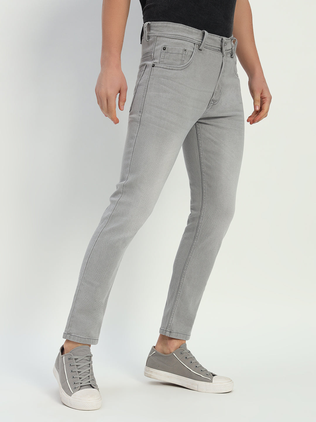 Battle Grey Skinny Denim Jeans For Men