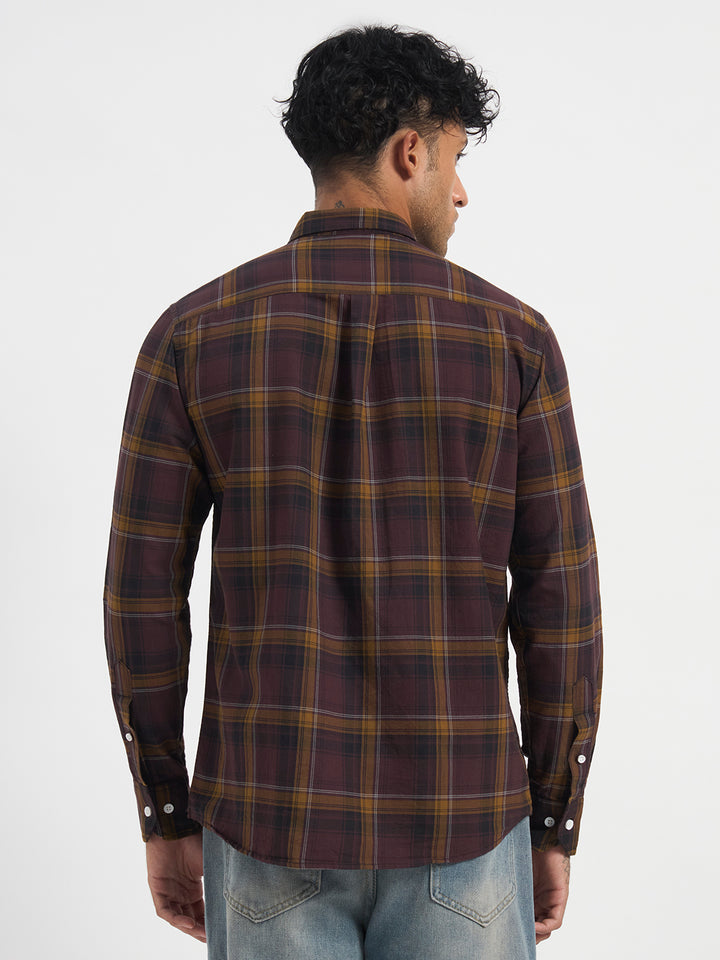 Brown Check Full Sleeve Shirt