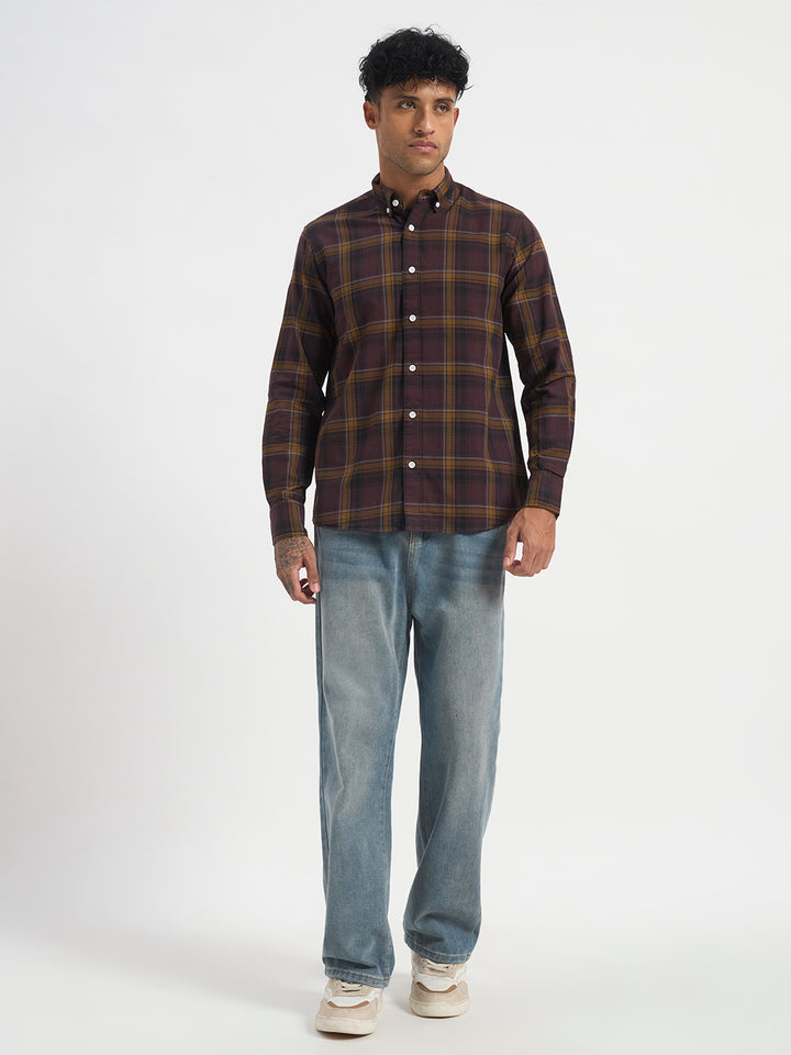 Brown Check Full Sleeve Shirt