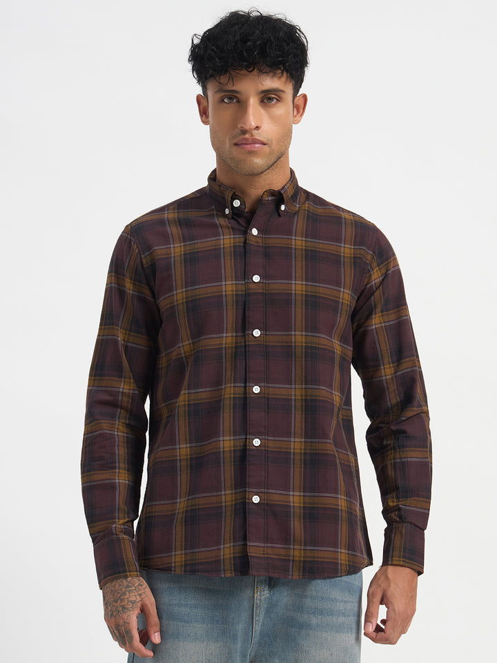 Brown Check Full Sleeve Shirt
