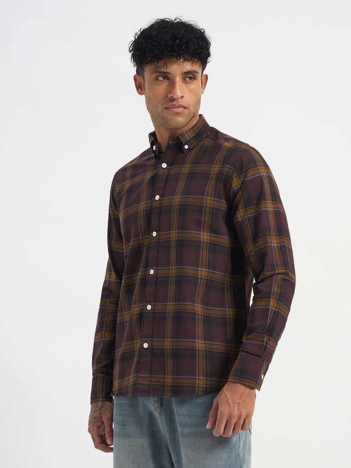 Brown Check Full Sleeve Shirt