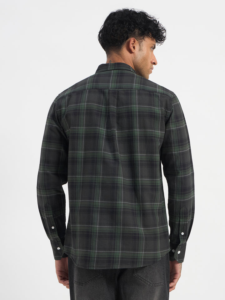 Casual Green Check Full Sleeve Shirt