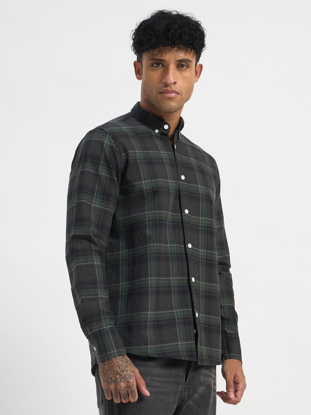 Casual Green Check Full Sleeve Shirt