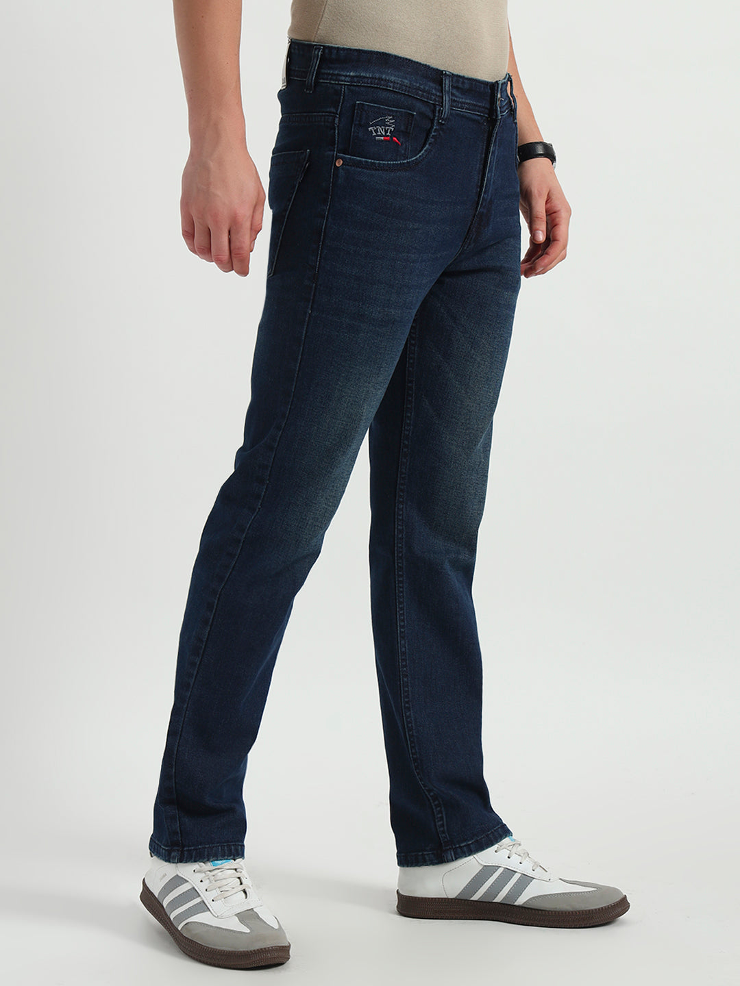 Deep Blue Faded Straight Fit Jeans
