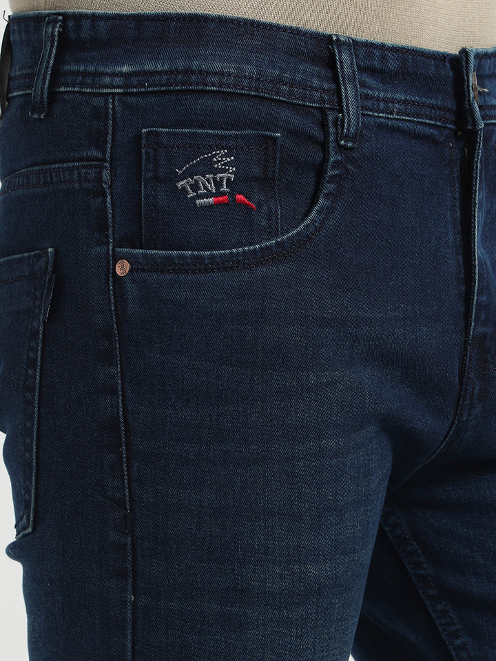 Deep Blue Faded Straight Fit Jeans